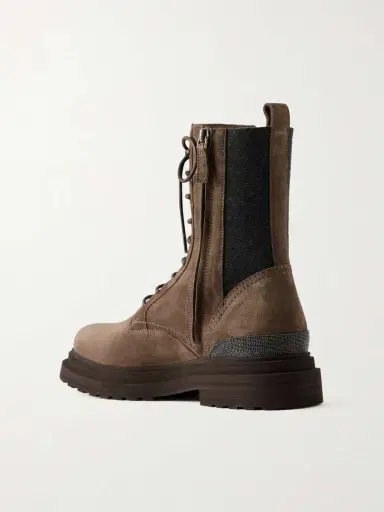 Brunello Cucinelli Suede Ankle Combat Boots | Thumbnail 3 Brunello Cucinelli Suede Ankle Combat Boots | Thumbnail 3