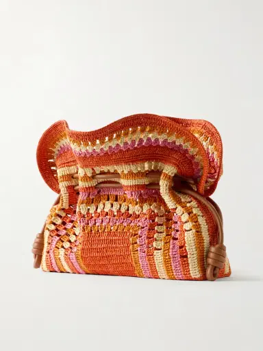Loewe + Paula's Ibiza Flamenco Mini Leather-trimmed Crocheted Raffia Clutch | Thumbnail 4 Loewe + Paula's Ibiza Flamenco Mini Leather-trimmed Crocheted Raffia Clutch | Thumbnail 4