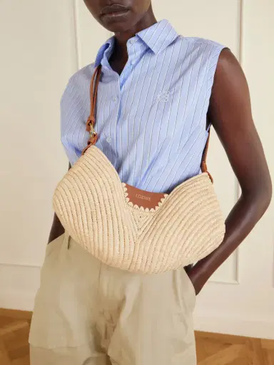 Loewe + Paula's Ibiza Swing Medium Leather-trimmed Raffia Shoulder Bag | Thumbnail 2 Loewe + Paula's Ibiza Swing Medium Leather-trimmed Raffia Shoulder Bag | Thumbnail 2