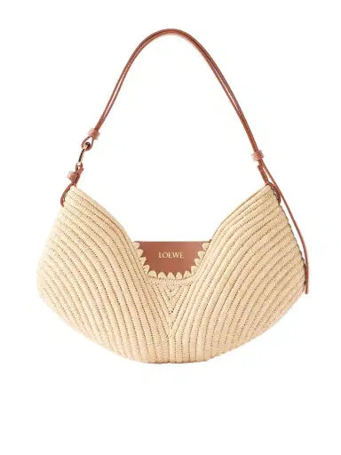 Loewe + Paula's Ibiza Swing Medium Leather-trimmed Raffia Shoulder Bag | Thumbnail 1 Loewe + Paula's Ibiza Swing Medium Leather-trimmed Raffia Shoulder Bag | Thumbnail 1