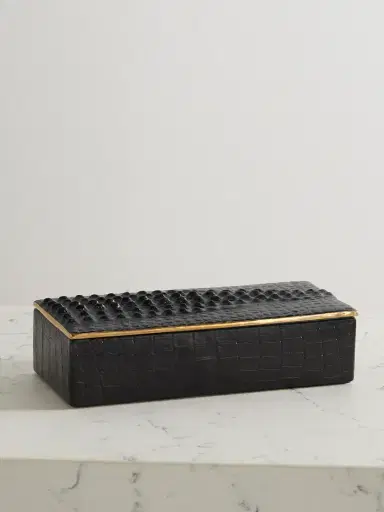 L'Objet Gold-plated Croc-effect Porcelain Trinket Box | Thumbnail 1 L'Objet Gold-plated Croc-effect Porcelain Trinket Box | Thumbnail 1