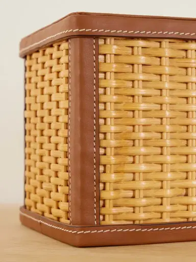 Ralph Lauren Home Bailey Leather-trimmed Rattan-woven Tissue Box | Thumbnail 3 Ralph Lauren Home Bailey Leather-trimmed Rattan-woven Tissue Box | Thumbnail 3