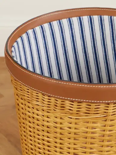 Ralph Lauren Home Bailey Leather-trimmed Rattan-woven Waste Bin | Thumbnail 3 Ralph Lauren Home Bailey Leather-trimmed Rattan-woven Waste Bin | Thumbnail 3