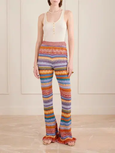 Etro Striped Open-knit Cotton Straight-leg Pants | Thumbnail 2 Etro Striped Open-knit Cotton Straight-leg Pants | Thumbnail 2
