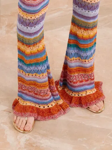 Etro Striped Open-knit Cotton Straight-leg Pants | Thumbnail 4 Etro Striped Open-knit Cotton Straight-leg Pants | Thumbnail 4