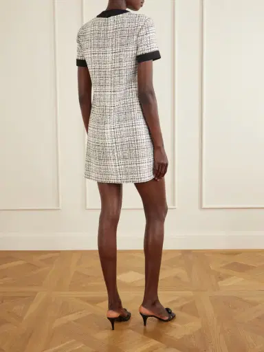Valentino Garavani Checked Cotton-blend Tweed Mini Dress | Thumbnail 3 Valentino Garavani Checked Cotton-blend Tweed Mini Dress | Thumbnail 3