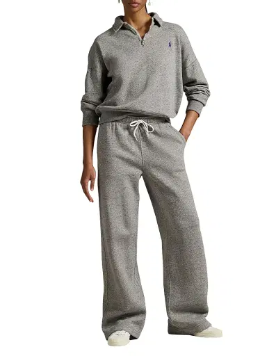 Polo Ralph Lauren Women's Drawstring Fleece Wide-Leg Sweatpants - Dark Vintage Heather - Size XL | Thumbnail 2 Polo Ralph Lauren Women's Drawstring Fleece Wide-Leg Sweatpants - Dark Vintage Heather - Size XL | Thumbnail 2