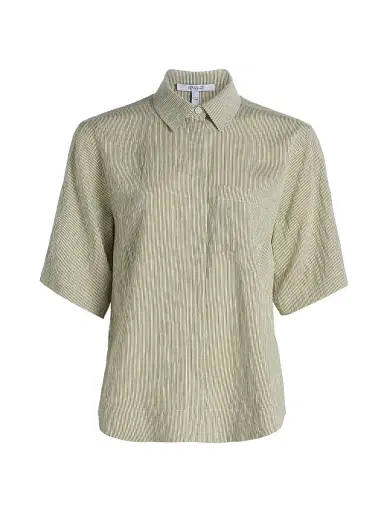 DEREK LAM 10 CROSBY Women's Keaton Striped Split-Sleeve Shirt - Fatigue Stripe | Thumbnail 1 DEREK LAM 10 CROSBY Women's Keaton Striped Split-Sleeve Shirt - Fatigue Stripe | Thumbnail 1