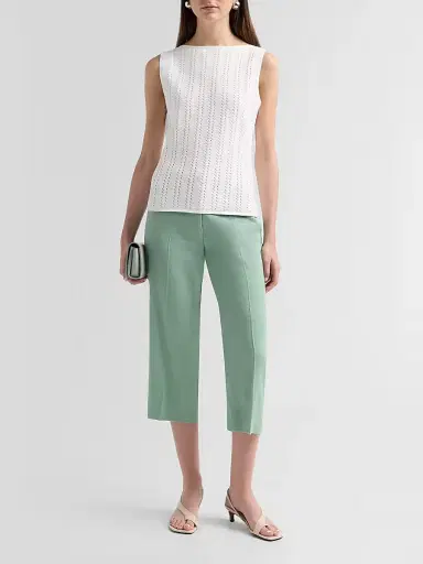 Theory Women's Linen-Blend Slit Capri Pants - Delicate Green | Thumbnail 2 Theory Women's Linen-Blend Slit Capri Pants - Delicate Green | Thumbnail 2