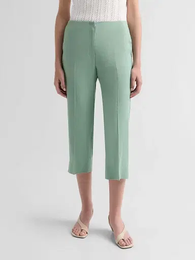 Theory Women's Linen-Blend Slit Capri Pants - Delicate Green | Thumbnail 4 Theory Women's Linen-Blend Slit Capri Pants - Delicate Green | Thumbnail 4