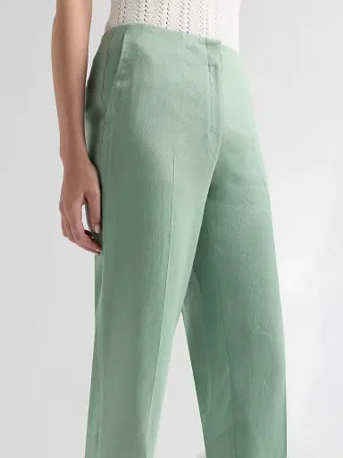 Theory Women's Linen-Blend Slit Capri Pants - Delicate Green | Thumbnail 5 Theory Women's Linen-Blend Slit Capri Pants - Delicate Green | Thumbnail 5