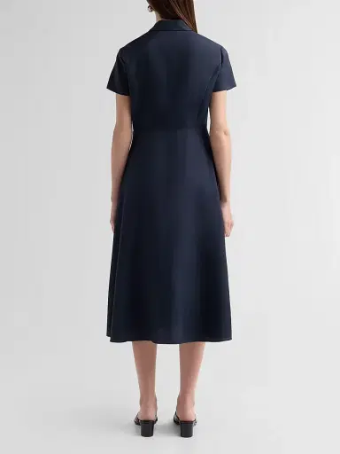Theory Women's Short-Sleeve Midi-Shirtdress - Nocturne Navy | Thumbnail 3 Theory Women's Short-Sleeve Midi-Shirtdress - Nocturne Navy | Thumbnail 3