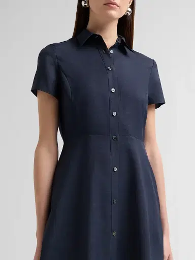 Theory Women's Short-Sleeve Midi-Shirtdress - Nocturne Navy | Thumbnail 5 Theory Women's Short-Sleeve Midi-Shirtdress - Nocturne Navy | Thumbnail 5