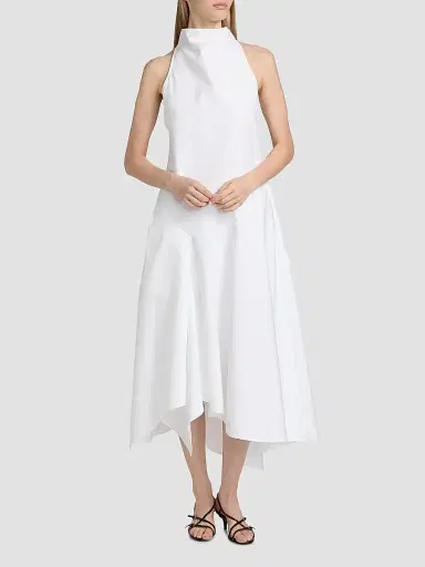 Rosie Assoulin Women's Dropped & Dramatic Poplin Cotton Midi-Dress - White | Thumbnail 3 Rosie Assoulin Women's Dropped & Dramatic Poplin Cotton Midi-Dress - White | Thumbnail 3