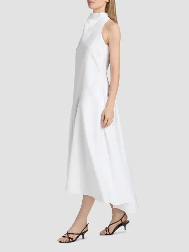 Rosie Assoulin Women's Dropped & Dramatic Poplin Cotton Midi-Dress - White | Thumbnail 4 Rosie Assoulin Women's Dropped & Dramatic Poplin Cotton Midi-Dress - White | Thumbnail 4