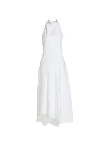 Rosie Assoulin Women's Dropped & Dramatic Poplin Cotton Midi-Dress - White | Thumbnail 1 Rosie Assoulin Women's Dropped & Dramatic Poplin Cotton Midi-Dress - White | Thumbnail 1