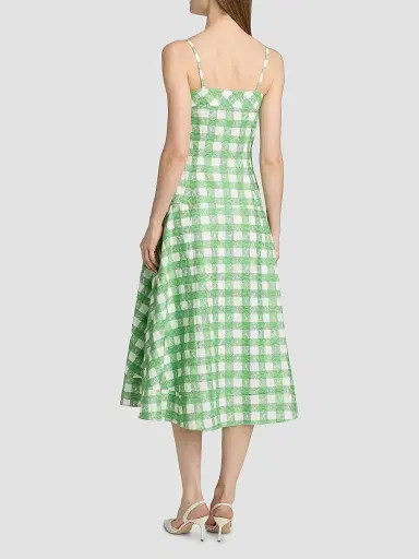 Rosie Assoulin Women's Drop Me A Note Plaid Cotton Midi-Dress - Grass Green - Size 14 | Thumbnail 5 Rosie Assoulin Women's Drop Me A Note Plaid Cotton Midi-Dress - Grass Green - Size 14 | Thumbnail 5