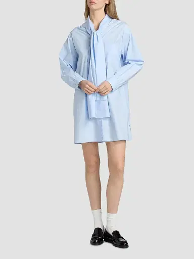 MOSCHINO Women's Stretch-Cotton Tieneck Shirtdress - Multi Light Blue | Thumbnail 2 MOSCHINO Women's Stretch-Cotton Tieneck Shirtdress - Multi Light Blue | Thumbnail 2