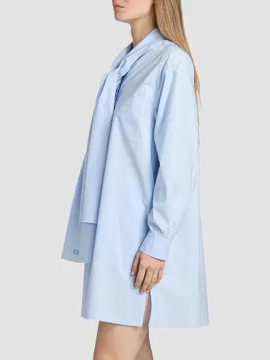 MOSCHINO Women's Stretch-Cotton Tieneck Shirtdress - Multi Light Blue | Thumbnail 4 MOSCHINO Women's Stretch-Cotton Tieneck Shirtdress - Multi Light Blue | Thumbnail 4