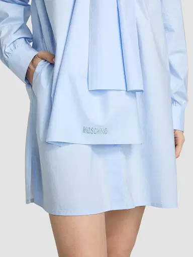 MOSCHINO Women's Stretch-Cotton Tieneck Shirtdress - Multi Light Blue | Thumbnail 6 MOSCHINO Women's Stretch-Cotton Tieneck Shirtdress - Multi Light Blue | Thumbnail 6