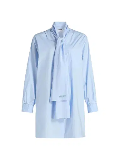 MOSCHINO Women's Stretch-Cotton Tieneck Shirtdress - Multi Light Blue | Thumbnail 1 MOSCHINO Women's Stretch-Cotton Tieneck Shirtdress - Multi Light Blue | Thumbnail 1