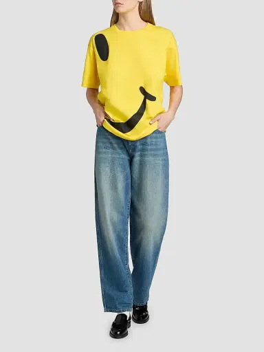 MOSCHINO Women's Half Smile Cotton T-Shirt - Multi Yellow | Thumbnail 2 MOSCHINO Women's Half Smile Cotton T-Shirt - Multi Yellow | Thumbnail 2