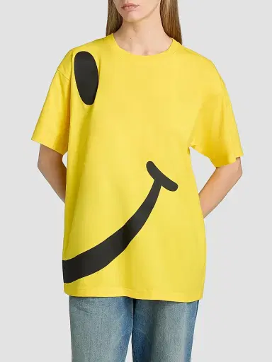 MOSCHINO Women's Half Smile Cotton T-Shirt - Multi Yellow | Thumbnail 3 MOSCHINO Women's Half Smile Cotton T-Shirt - Multi Yellow | Thumbnail 3