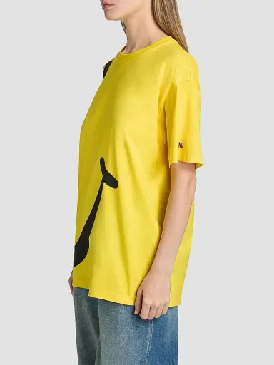 MOSCHINO Women's Half Smile Cotton T-Shirt - Multi Yellow | Thumbnail 4 MOSCHINO Women's Half Smile Cotton T-Shirt - Multi Yellow | Thumbnail 4