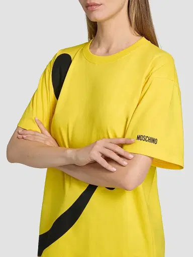 MOSCHINO Women's Half Smile Cotton T-Shirt - Multi Yellow | Thumbnail 6 MOSCHINO Women's Half Smile Cotton T-Shirt - Multi Yellow | Thumbnail 6