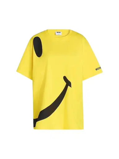 MOSCHINO Women's Half Smile Cotton T-Shirt - Multi Yellow | Thumbnail 1 MOSCHINO Women's Half Smile Cotton T-Shirt - Multi Yellow | Thumbnail 1