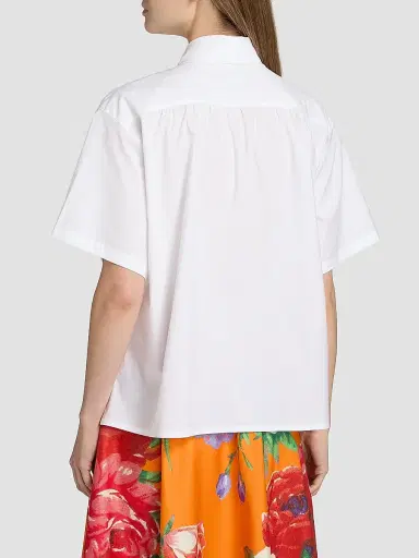 MOSCHINO Women's Stretch-Cotton Tieneck Blouse - Multi White | Thumbnail 5 MOSCHINO Women's Stretch-Cotton Tieneck Blouse - Multi White | Thumbnail 5