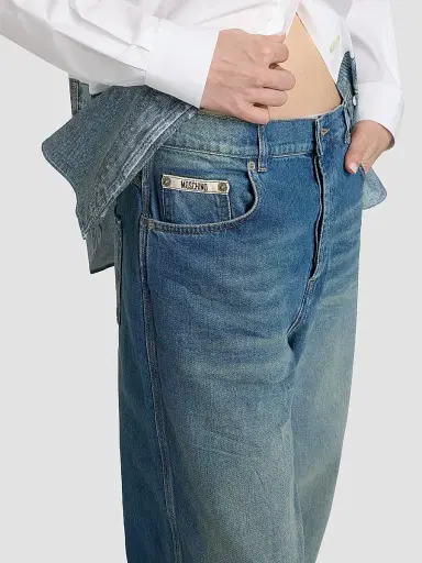 Moschino Women's Relaxed Mid-Rise Jeans - Blue | Thumbnail 6 Moschino Women's Relaxed Mid-Rise Jeans - Blue | Thumbnail 6
