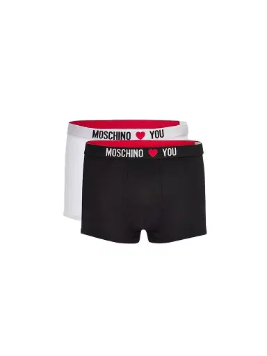 MOSCHINO Men's My Valentine Stretch-Jersey Trunk Brief 2-Pack - Multi Black | Thumbnail 1 MOSCHINO Men's My Valentine Stretch-Jersey Trunk Brief 2-Pack - Multi Black | Thumbnail 1