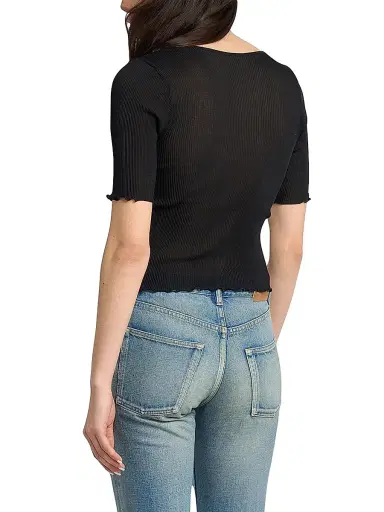 Saint Laurent Women's Guipure Top in Ribbed Silk - Noir - Size Large | Thumbnail 5 Saint Laurent Women's Guipure Top in Ribbed Silk - Noir - Size Large | Thumbnail 5