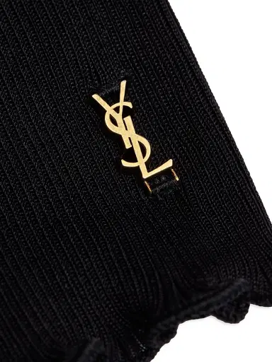 Saint Laurent Women's Cassandre V-neck Top in Ribbed Silk - Noir | Thumbnail 3 Saint Laurent Women's Cassandre V-neck Top in Ribbed Silk - Noir | Thumbnail 3