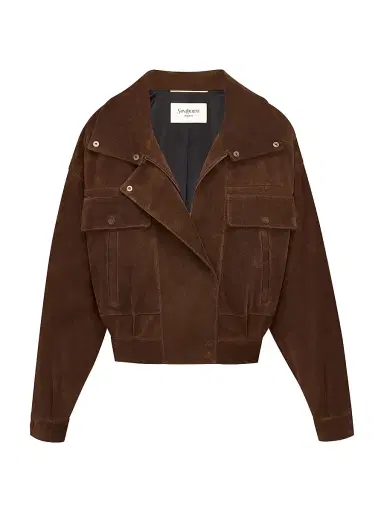 Saint Laurent Women's Jacket in Vintage Split Leather - Ebene - Size 10 | Thumbnail 2 Saint Laurent Women's Jacket in Vintage Split Leather - Ebene - Size 10 | Thumbnail 2