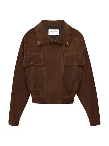 Saint Laurent Women's Jacket in Vintage Split Leather - Ebene - Size 10 | Thumbnail 3 Saint Laurent Women's Jacket in Vintage Split Leather - Ebene - Size 10 | Thumbnail 3