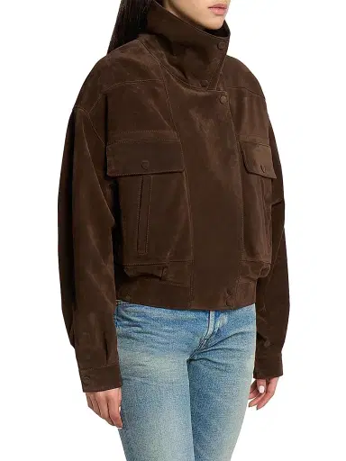 Saint Laurent Women's Jacket in Vintage Split Leather - Ebene - Size 10 | Thumbnail 5 Saint Laurent Women's Jacket in Vintage Split Leather - Ebene - Size 10 | Thumbnail 5