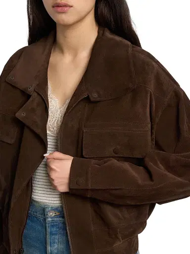 Saint Laurent Women's Jacket in Vintage Split Leather - Ebene - Size 10 | Thumbnail 7 Saint Laurent Women's Jacket in Vintage Split Leather - Ebene - Size 10 | Thumbnail 7