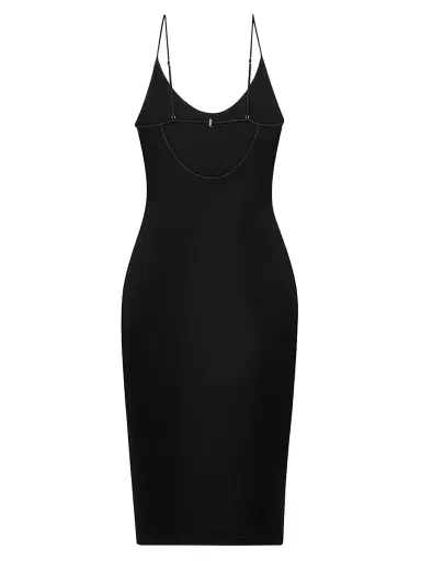 Saint Laurent Women's Cassandre Open-Back Dress in Ribbed Knit - Noir - Size Large | Thumbnail 2 Saint Laurent Women's Cassandre Open-Back Dress in Ribbed Knit - Noir - Size Large | Thumbnail 2