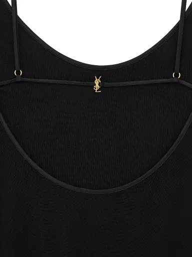 Saint Laurent Women's Cassandre Open-Back Dress in Ribbed Knit - Noir - Size Large | Thumbnail 3 Saint Laurent Women's Cassandre Open-Back Dress in Ribbed Knit - Noir - Size Large | Thumbnail 3