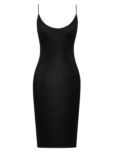 Saint Laurent Women's Cassandre Open-Back Dress in Ribbed Knit - Noir - Size Large | Thumbnail 1 Saint Laurent Women's Cassandre Open-Back Dress in Ribbed Knit - Noir - Size Large | Thumbnail 1