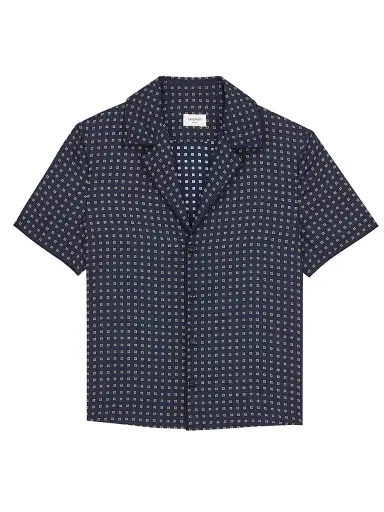 Saint Laurent Women's Pajama Top in Square Silk Satin - Marine | Thumbnail 1 Saint Laurent Women's Pajama Top in Square Silk Satin - Marine | Thumbnail 1