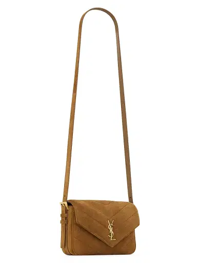 Saint Laurent Women's Loulou Toy Crossbody Bag in Matelassé Suede - Caramel Cognac | Thumbnail 4 Saint Laurent Women's Loulou Toy Crossbody Bag in Matelassé Suede - Caramel Cognac | Thumbnail 4