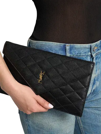 Saint Laurent Women's Paris Pouch in Grain De Poudre Leather | Thumbnail 3 Saint Laurent Women's Paris Pouch in Grain De Poudre Leather | Thumbnail 3