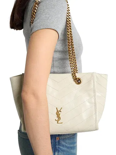 Saint Laurent Women's Niki Shopping Bag in Vintage Leather - White | Thumbnail 3 Saint Laurent Women's Niki Shopping Bag in Vintage Leather - White | Thumbnail 3