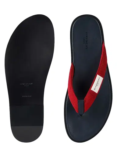 Givenchy Men's Bay Thongs in Gros Grain and Leather - Navy Red | Thumbnail 4 Givenchy Men's Bay Thongs in Gros Grain and Leather - Navy Red | Thumbnail 4