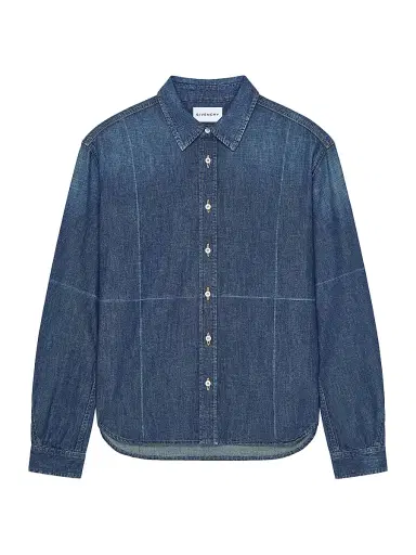 Givenchy Men's Shirt in Denim with Folded Effect - Indigo Blue - Size XXL | Thumbnail 1 Givenchy Men's Shirt in Denim with Folded Effect - Indigo Blue - Size XXL | Thumbnail 1