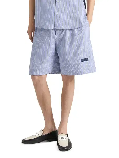Givenchy Men's Striped Bermuda Shorts in Cotton with Gros Grain Detail - Navy White | Thumbnail 3 Givenchy Men's Striped Bermuda Shorts in Cotton with Gros Grain Detail - Navy White | Thumbnail 3