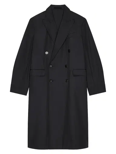 Givenchy Men's Couture Seam Double-Breasted Coat in Poplin - Black | Thumbnail 1 Givenchy Men's Couture Seam Double-Breasted Coat in Poplin - Black | Thumbnail 1